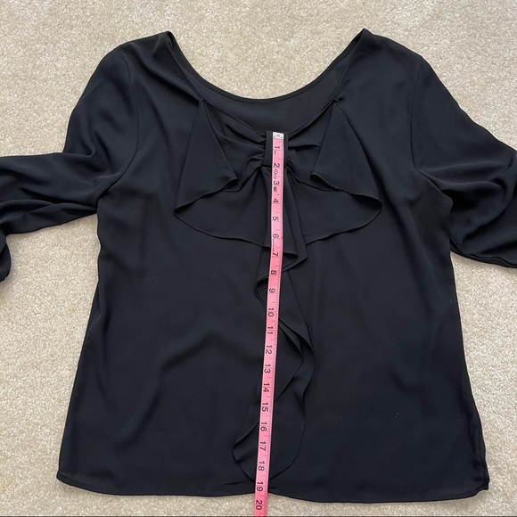 The Limited Black Blouse Womens Large Ruffle Bow Three Quarter Sleeve Scoop Neck - Picture 7 of 8
